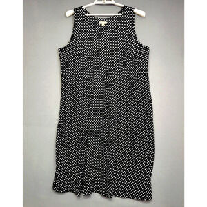 52 Seven Tank Dress Womens 3X Black White Polka Dots Stretches Sleeveless Midi